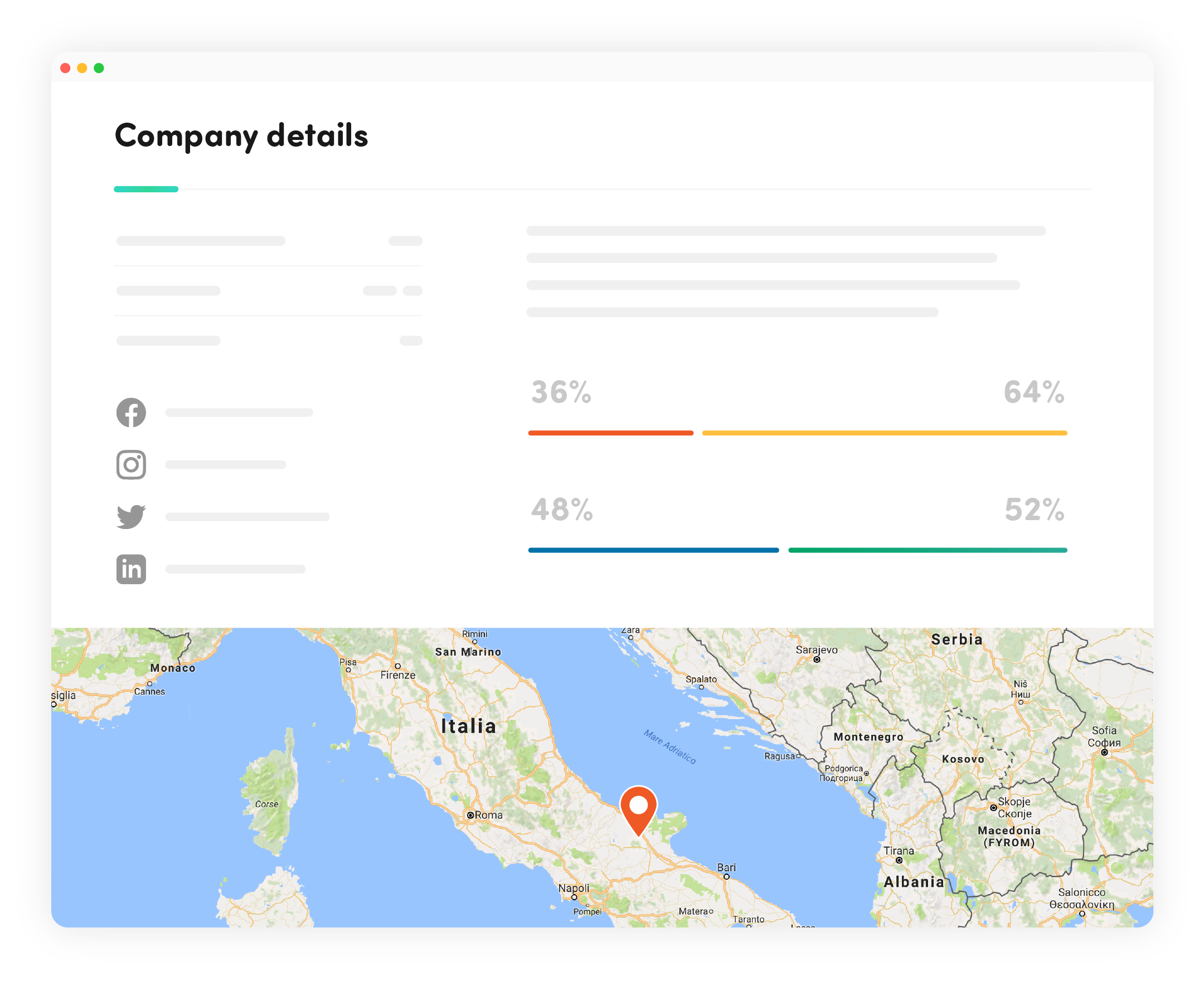 Company page mockup